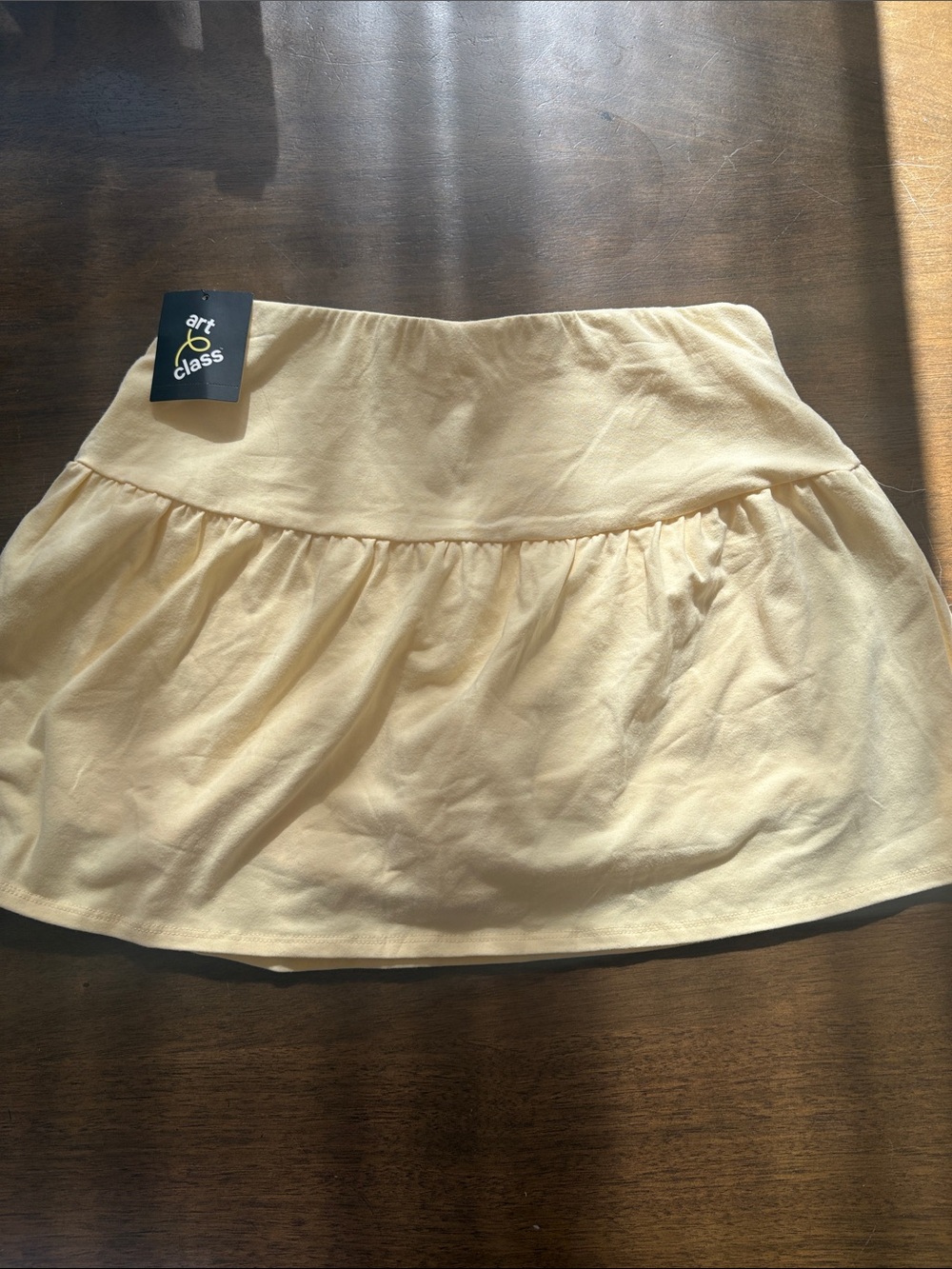 art class Light Yellow Gathered Mini Skirt